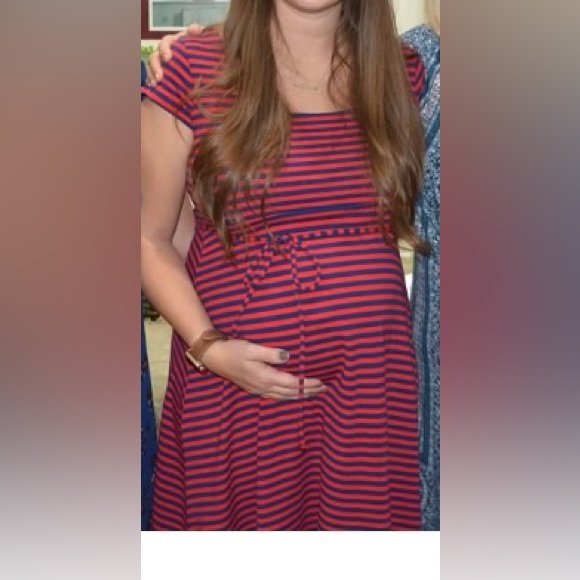 Motherhood Maternity Striped Summer dress with belt - Picture 8 of 8